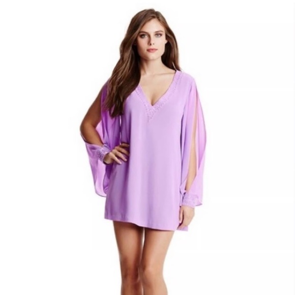 Marciano Dresses & Skirts - Marciano Lavender V-Neck Dress with Split Sleeves - Size S